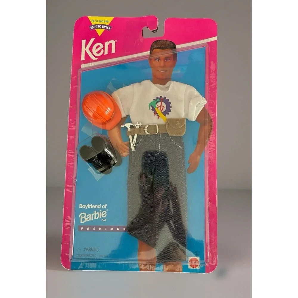 1995 Mattel Barbie Fashions Ken CONSTRUCTION WORKER Outfit Hard Hat New 14377